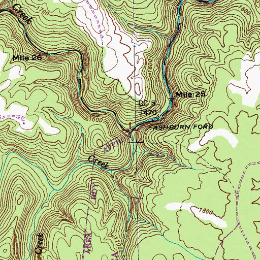 Topographic Map of No Business Creek, TN