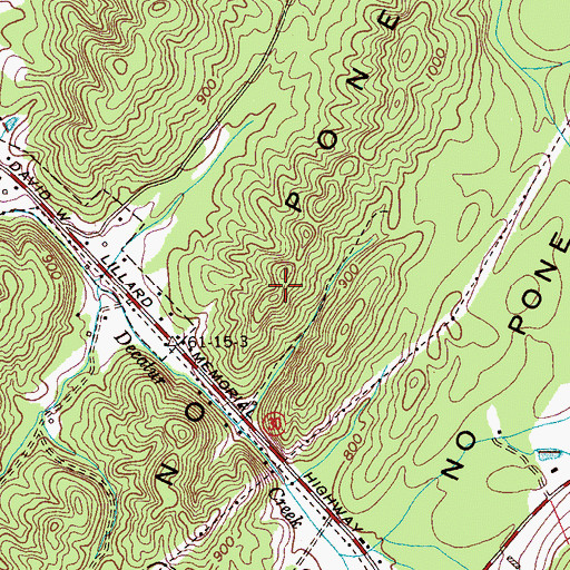 Topographic Map of No Pone Ridge, TN