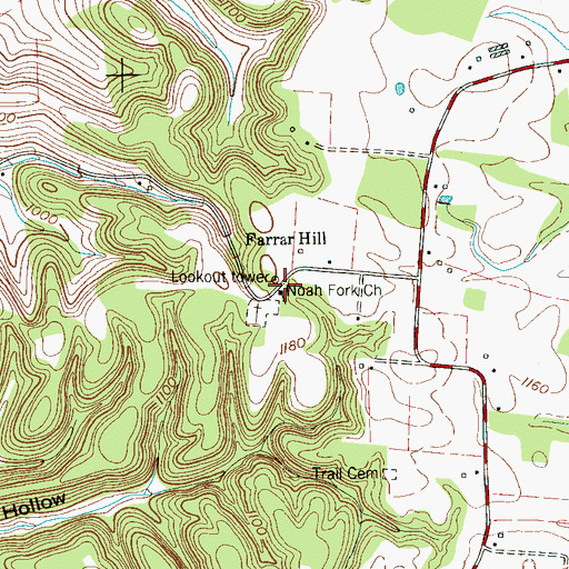 Topographic Map of Noah Fork Church, TN
