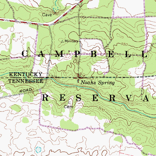 Topographic Map of Noahs Spring, TN