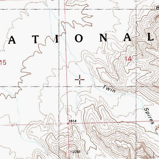 Topographic Map of Twin Spires Canyon, AZ