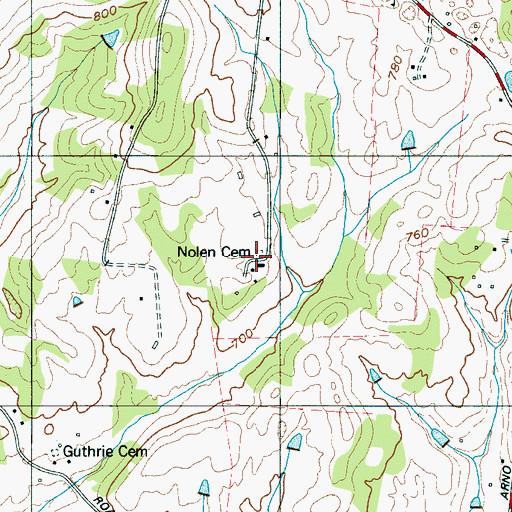 Topographic Map of Nolen Cemetery, TN