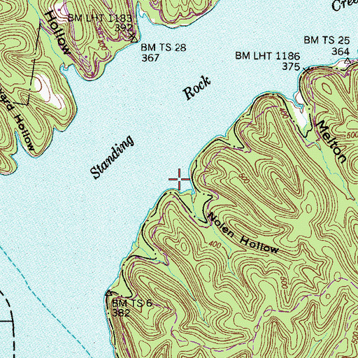 Topographic Map of Nolen Hollow, TN
