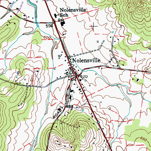 Topographic Map of Nolensville, TN