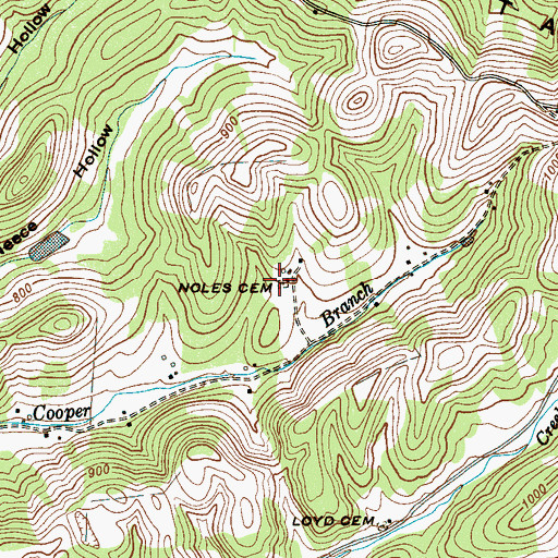 Topographic Map of Noles Cemetery, TN