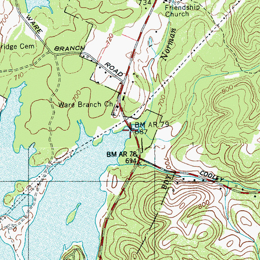 Topographic Map of Norman Branch, TN