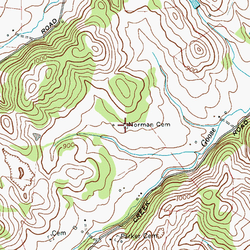 Topographic Map of Norman Cemetery, TN