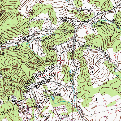 Topographic Map of Norman Cemetery, TN