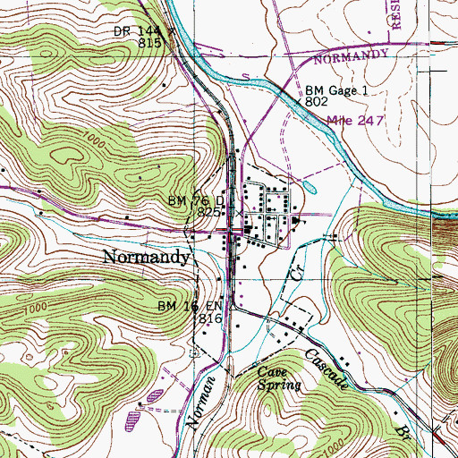 Topographic Map of Normandy, TN