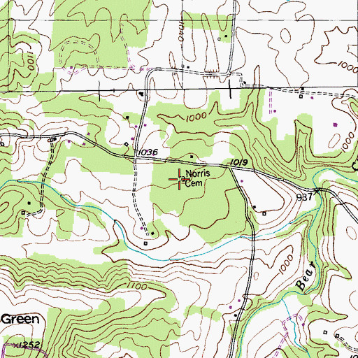 Topographic Map of Norris Cemetery, TN