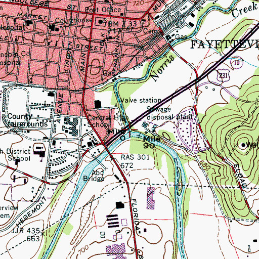Topographic Map of Norris Creek, TN
