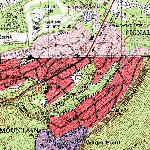 Topographic Map of Norris Field, TN