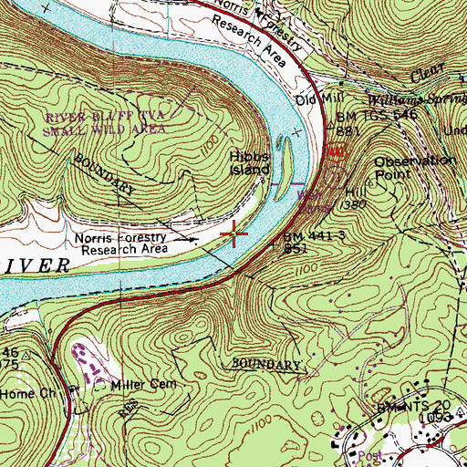 Topographic Map of Norris Forestry Research Area, TN