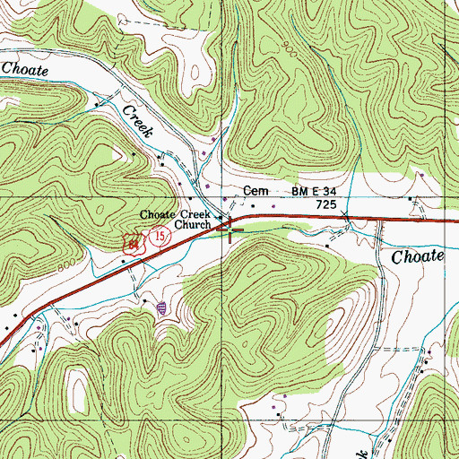 Topographic Map of North Choate Creek, TN