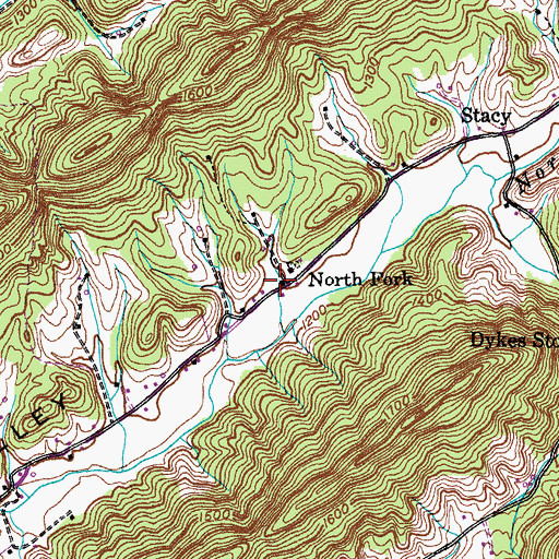 Topographic Map of North Fork, TN