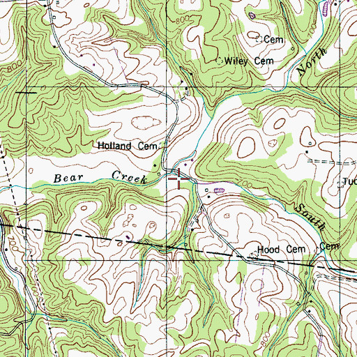 Topographic Map of North Fork Bear Creek, TN