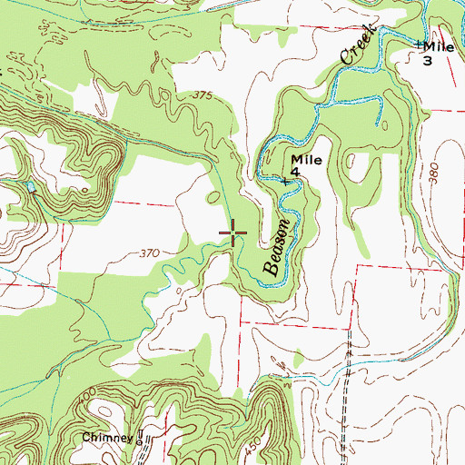 Topographic Map of North Fork Beason Creek, TN