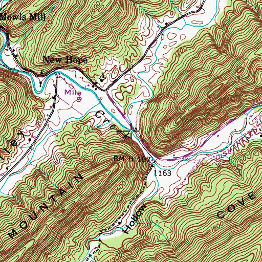 Topographic Map of North Fork Beech Creek, TN