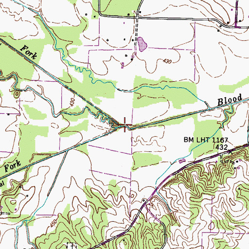 Topographic Map of North Fork Blood River, TN