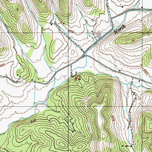Topographic Map of North Fork Blue Creek, TN