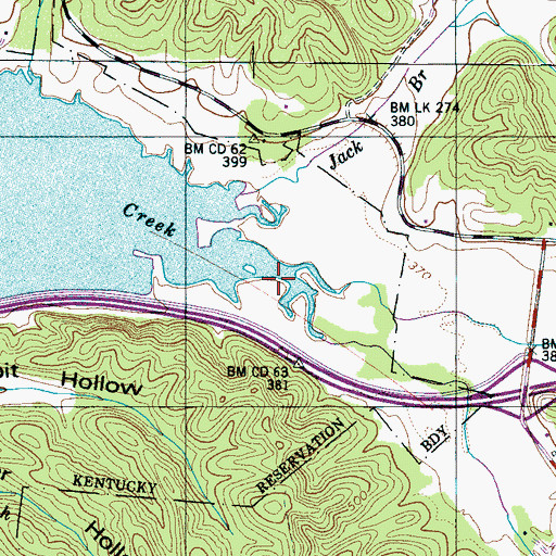 Topographic Map of North Fork Blue Creek, TN