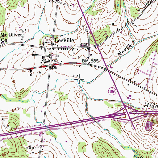 Topographic Map of North Fork Cedar Creek, TN