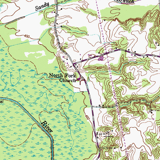 Topographic Map of North Fork Church, TN