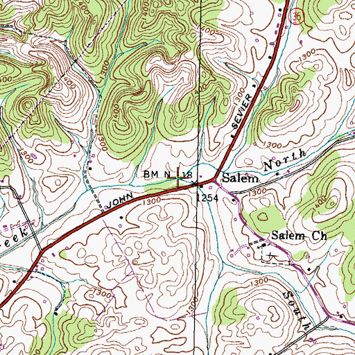 Topographic Map of North Fork Clear Creek, TN