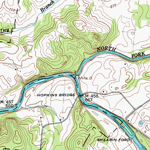 Topographic Map of North Fork Creek, TN
