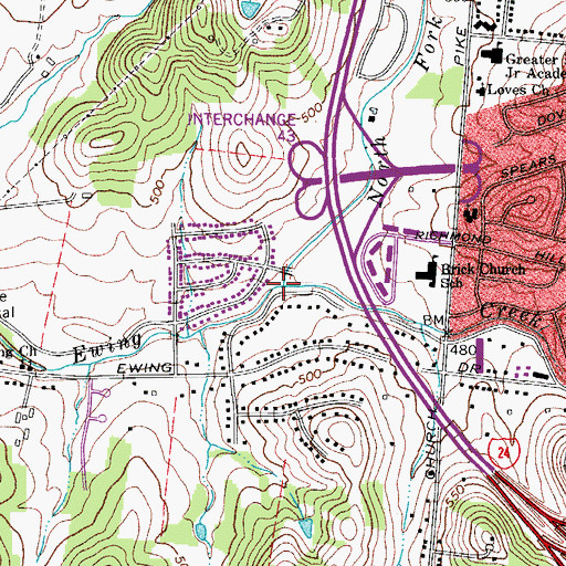 Topographic Map of North Fork Ewing Creek, TN