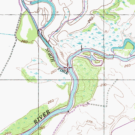 Topographic Map of North Fork Forked Deer River, TN