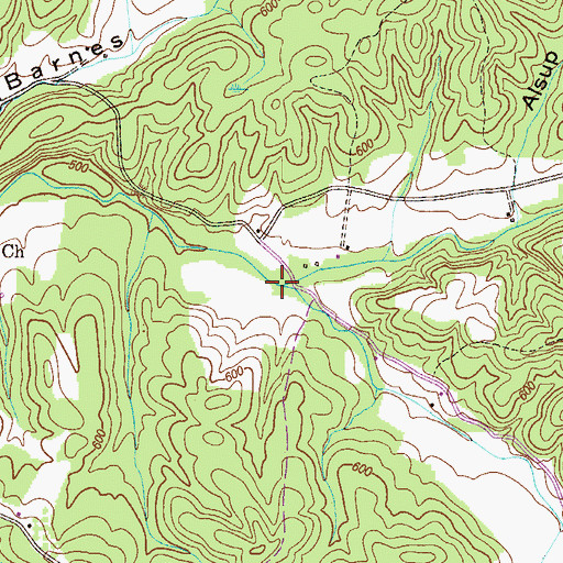 Topographic Map of North Fork Hurricane Creek, TN