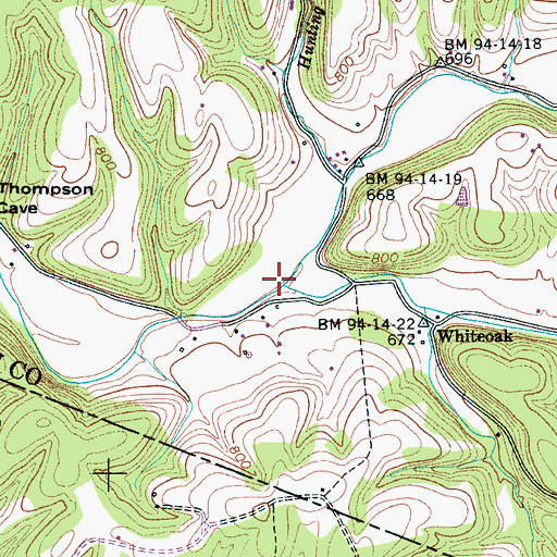 Topographic Map of North Fork Lick Creek, TN