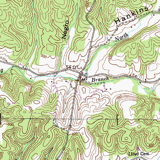 Topographic Map of North Fork Long Branch, TN