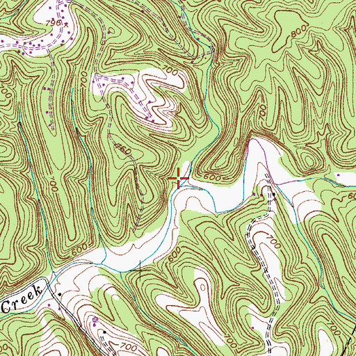 Topographic Map of North Fork Marrowbone Creek, TN