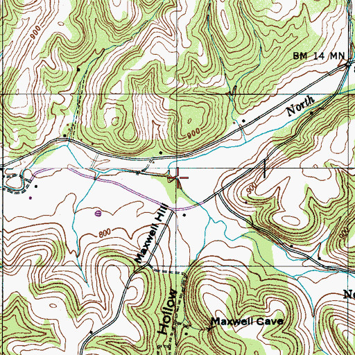 Topographic Map of North Fork Pigeon Roost Creek, TN