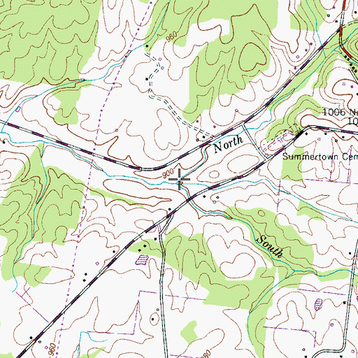 Topographic Map of North Fork Saw Creek, TN