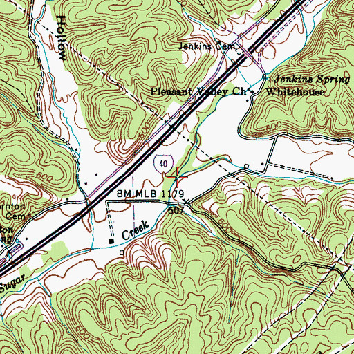 Topographic Map of North Fork Sugar Creek, TN