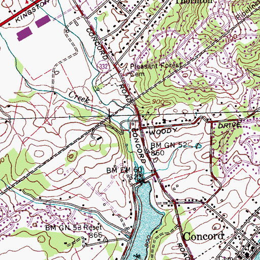 Topographic Map of North Fork Turkey Creek, TN