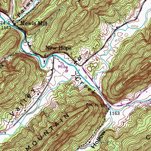 Topographic Map of North Fork Valley, TN