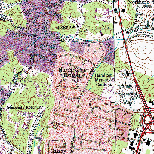Topographic Map of North Glen Estates, TN