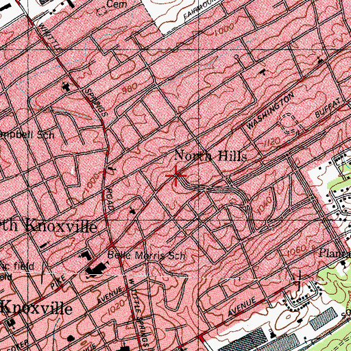 Topographic Map of North Hills, TN