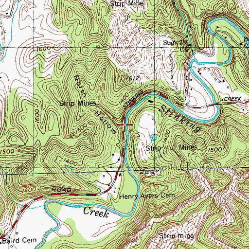 Topographic Map of North Hollow, TN