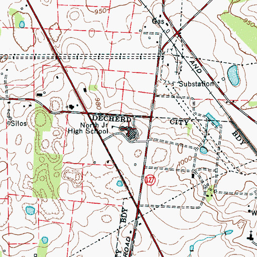 Topographic Map of North Junior High School, TN