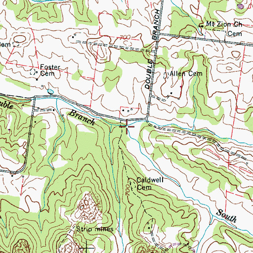 Topographic Map of North Prong Double Branch, TN