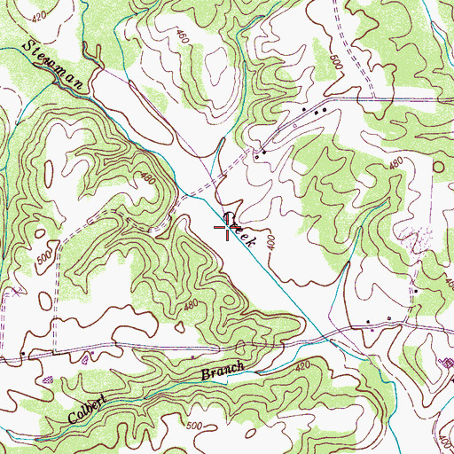 Topographic Map of North Prong Stewman Creek, TN