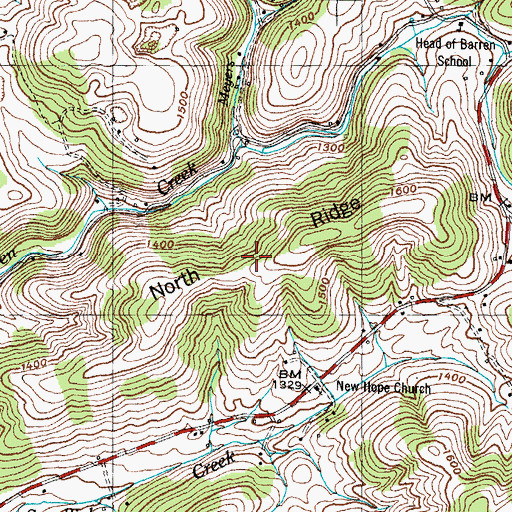 Topographic Map of North Ridge, TN
