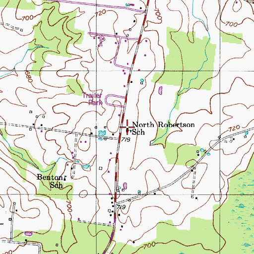 Topographic Map of North Robertson School, TN