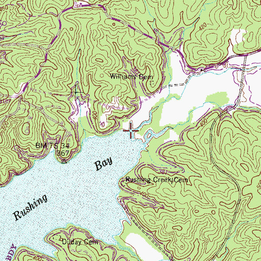 Topographic Map of North Rushing Creek, TN
