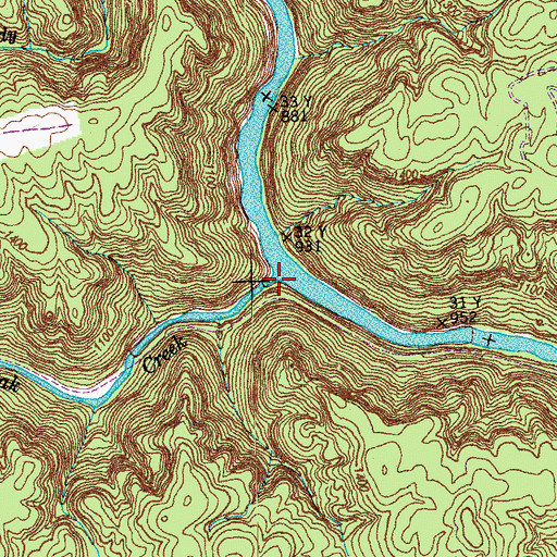 Topographic Map of North White Oak Creek, TN